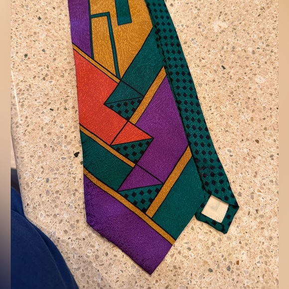 Gianni Versace Vintage 90's Silk Geometric Necktie Designed Italy Made In Spain - Picture 16 of 16
